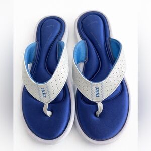 Nike Comfort Footbed Flip Flops Blue White Women’s Size 8 Sporty Summer Sandals